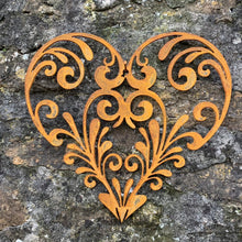 Load image into Gallery viewer, NEW Rustic Metal Swirly Heart Wall Art Sculpture Bespoke Handmade Gift