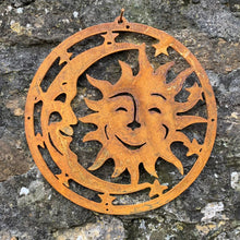 Load image into Gallery viewer, Rustic Metal Sun and Moon Wall Art Sculpture Bespoke Handmade Gift