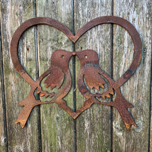 Load image into Gallery viewer, Rustic Metal Love Birds In Heart Wall Art Sculpture