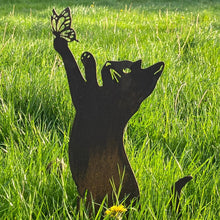 Load image into Gallery viewer, Rustic Metal Playful Cat Garden Sculpture Ornament - Bespoke Handmade Gift