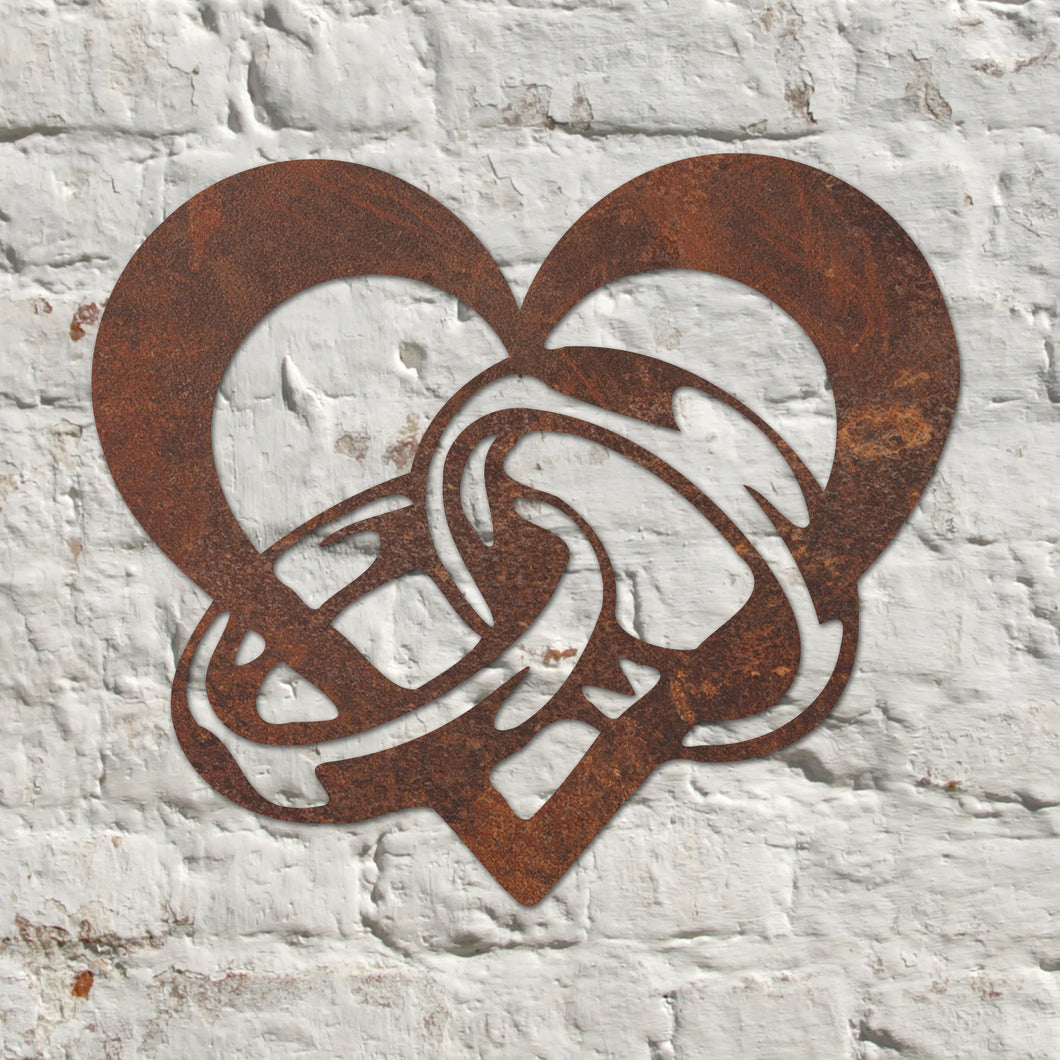 Rustic Metal Rings in Heart Wall Art Sculpture Bespoke Handmade Gift
