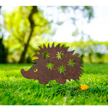 Load image into Gallery viewer, Rustic Metal Hedgehog Garden Sculpture Ornament - Bespoke Handmade Gift