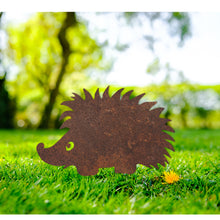 Load image into Gallery viewer, Rustic Metal Hedgehog Garden Sculpture Ornament - Bespoke Handmade Gift