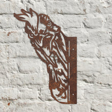 Load image into Gallery viewer, Rustic Metal Peeping Hen Chicken Rooster Sculpture