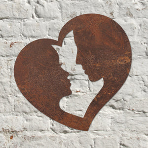 Rustic Metal Couple in Heart Wall Art Sculpture Bespoke Handmade Gift