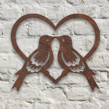 Load image into Gallery viewer, Rustic Metal Love Birds In Heart Wall Art Sculpture