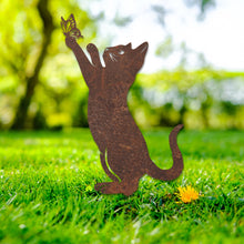 Load image into Gallery viewer, Rustic Metal Playful Cat Garden Sculpture Ornament - Bespoke Handmade Gift