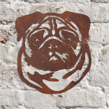 Load image into Gallery viewer, Rustic Metal Pug Wall Art Sculpture - Bespoke Handmade Gift