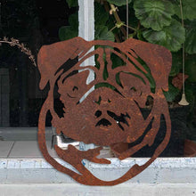 Load image into Gallery viewer, Rustic Metal Pug Wall Art Sculpture - Bespoke Handmade Gift