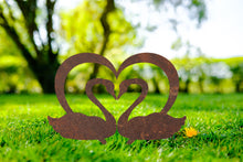 Load image into Gallery viewer, Rustic Metal Heart & Swans Wall Art Sculpture Bespoke Handmade Gift