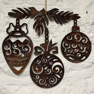 NEW Rustic Metal Christmas Door Decoration Wreath Wall Art Sculpture - Bespoke Handmade Gift