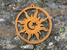 Load image into Gallery viewer, Rustic Metal Sun and Moon Wall Art Sculpture Bespoke Handmade Gift
