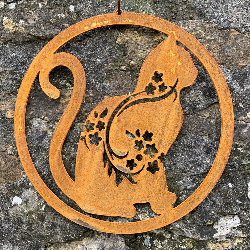 Rustic Metal Cat Wall Art Sculpture - Bespoke Handmade Gift