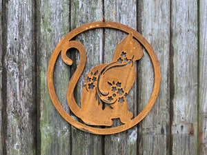 Rustic Metal Cat Wall Art Sculpture - Bespoke Handmade Gift