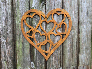 NEW Rustic Metal Hearts In Heart Wall Art Sculpture Bespoke Handmade Gift