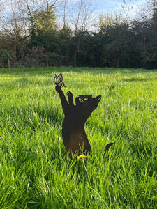 Rustic Metal Playful Cat Garden Sculpture Ornament - Bespoke Handmade Gift