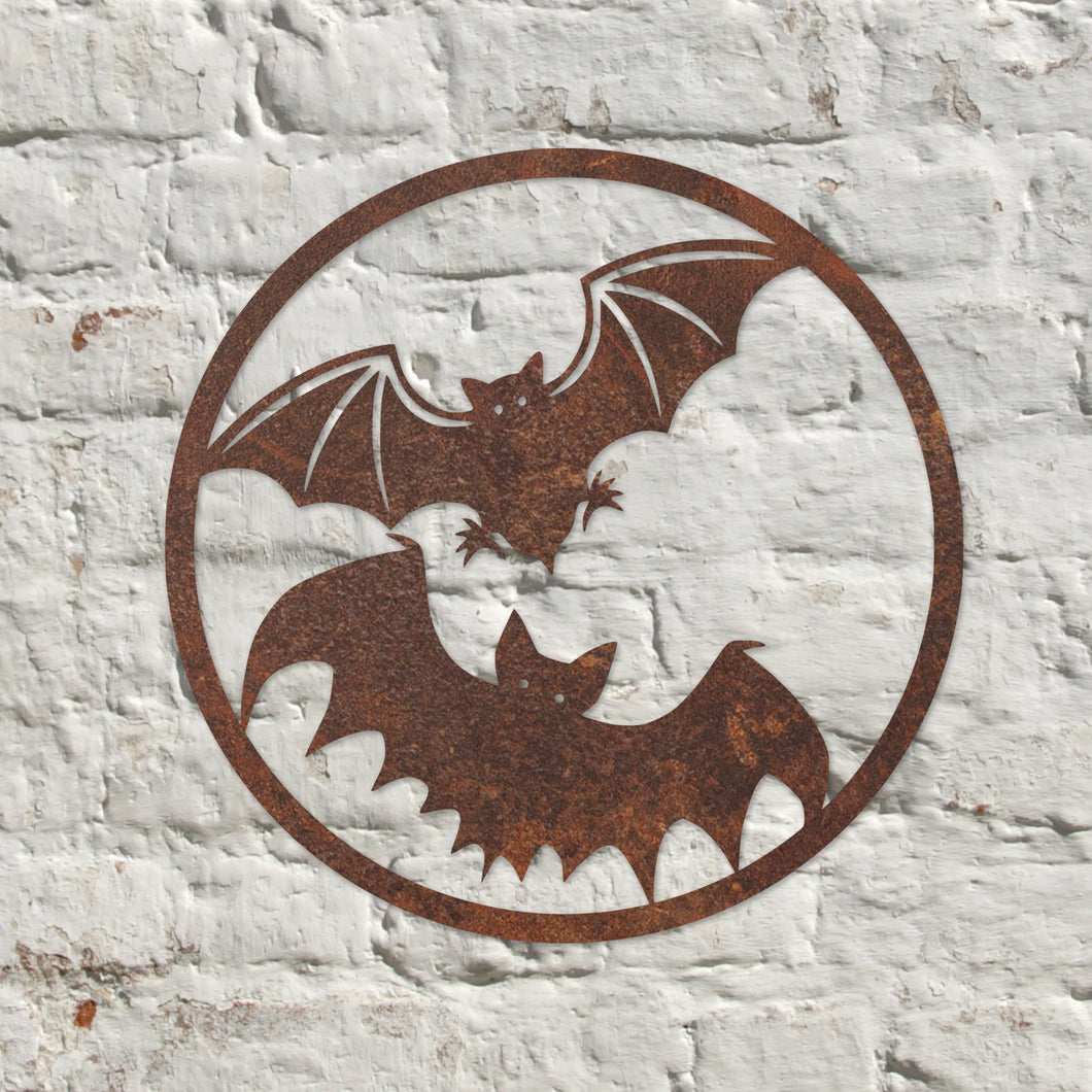 Rustic Metal Bats Wall Art Sculpture - Bespoke Handmade Gift