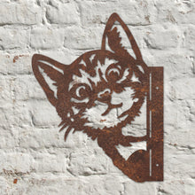 Load image into Gallery viewer, Rustic Metal Peeping Pussy Cat Sculpture
