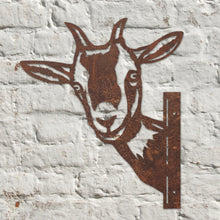 Load image into Gallery viewer, Rustic Metal Peeping Goat Sculpture
