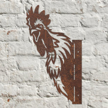 Load image into Gallery viewer, Rustic Metal Peeping Hen Chicken Rooster Sculpture
