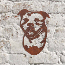 Load image into Gallery viewer, Rustic Metal Staffordshire Bull Terrier Wall Art Sculpture - Bespoke Handmade Gift
