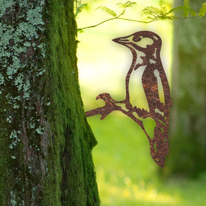 Rustic Metal Woodpecker Wall Art Sculpture - Bespoke Handmade Gift